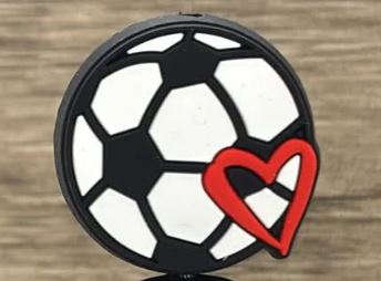 Soccer w/heart Silicone Focal Bead