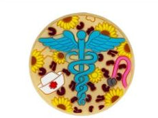 Medical Symbol w/nurse hat and Sunflower Print Silicone Focal Bead